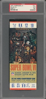 1972 Super Bowl VI Full Ticket, Red Variation - PSA EX 5 (MK)
